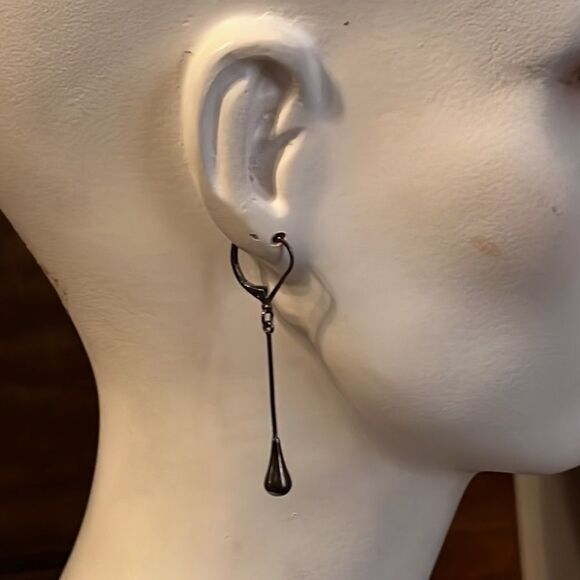 Bundle Sale 3 for $15 | Dark Metal Hanging (2.25” in) Teardrop Earrings - Picture 4 of 10